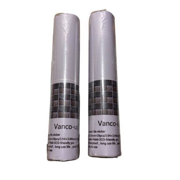 2 Pack Vanco-Up Mosaic Tile Stickers 4 x 4" 19Pcs PVC Waterproof Peel & Stick - Picture 1 of 5